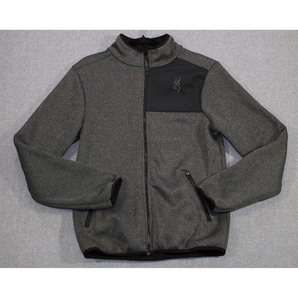Browning Fleece Jacket Women Small S Charcoal Grey Full Zip Buckmark Logo